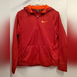 Nike Dri Fit Boys Quarter Zip Red/Orange Pullover Hoodie Size XL